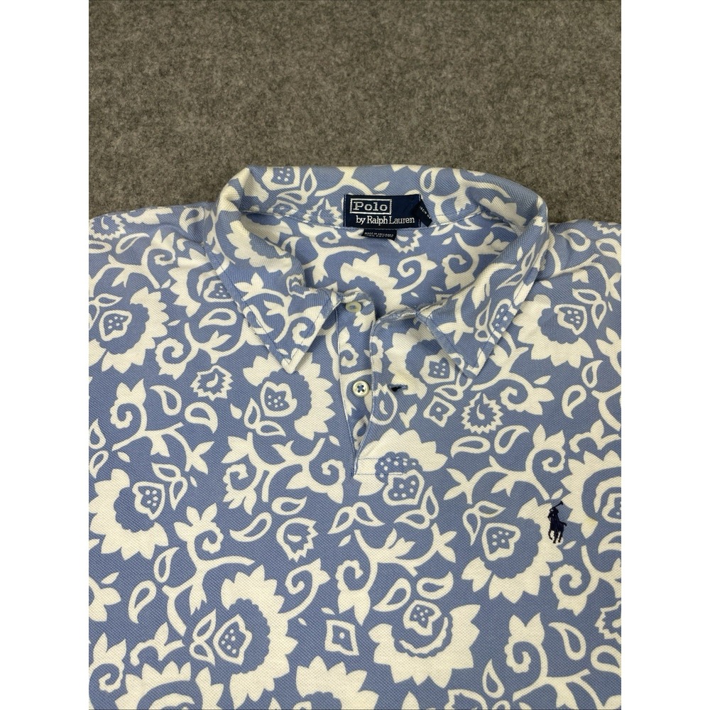 Vintage Polo Ralph Lauren Shirt Mens XXL Large Blue Floral Print AOP Coastal - Picture 7 of 11